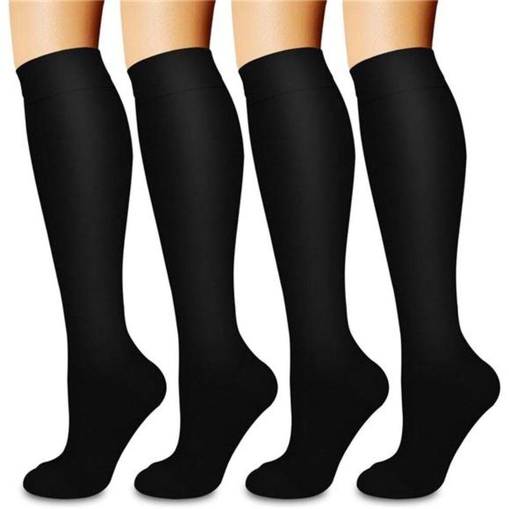 4 Pairs Compression Socks for Women and Men -Best Support for Running, Nursing